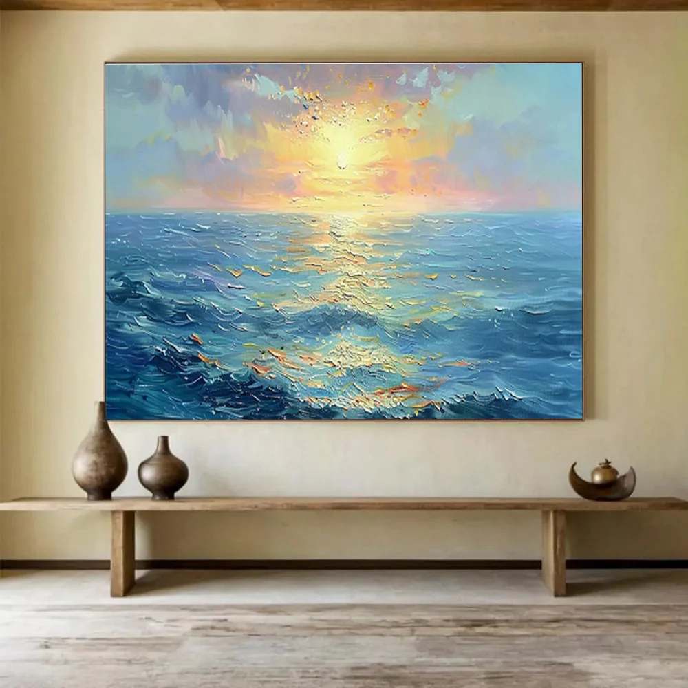 Coastal Handmade Original Impressionistic Sellers Seascape Canvas T0LR9